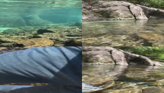 丹比河河床上的岩石和清澈的淡水高清在线视频素材下载