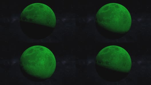 绿色月亮空间3DCG数字动画运动图形高清在线视频素材下载