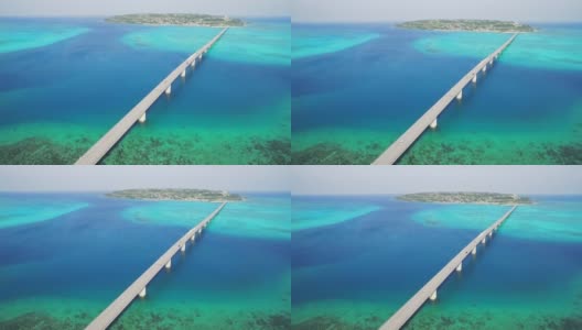 俯瞰俯瞰古里岛原始海水上的长桥高清在线视频素材下载