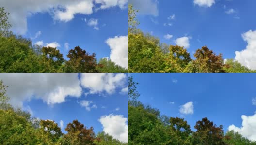 时间流逝的蓝色秋天的天空与云。高清在线视频素材下载