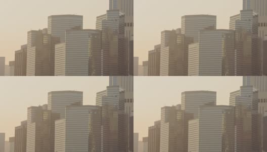 当代香港高层建筑的日落风景-中景高清在线视频素材下载