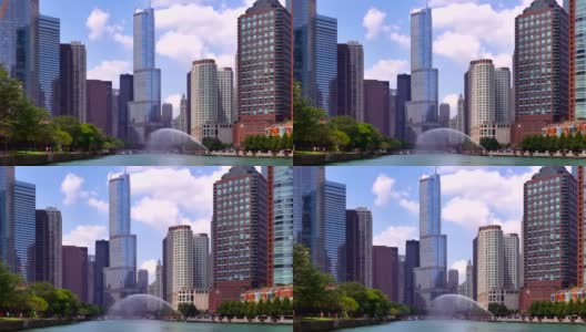 芝加哥河与城市高清在线视频素材下载