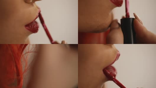 红色的嘴唇女士高清在线视频素材下载