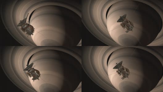 “卡西尼”号卫星正在接近土星。卡西尼·惠更斯号是一艘发射到土星的无人飞船。CG动画。这段视频由美国宇航局提供。高清在线视频素材下载