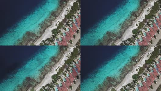 别墅海滩海岸博内尔岛加勒比海上无人机俯视图4K超高清视频高清在线视频素材下载