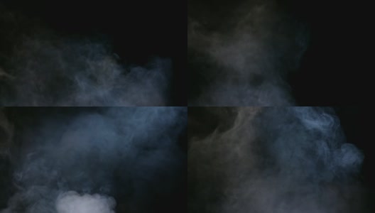 白色烟雾孤立在黑色背景高清在线视频素材下载