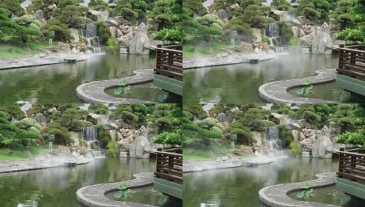 香港南莲花园的小瀑布高清在线视频素材下载