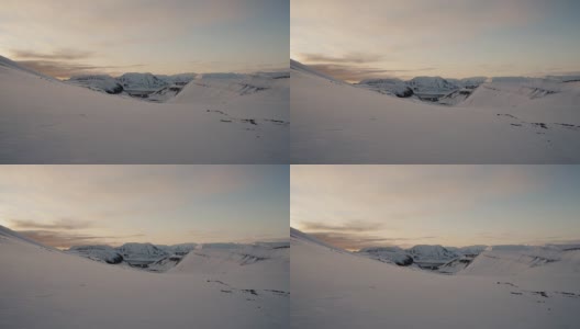 俯瞰斯瓦尔巴群岛的朗伊尔布林冰川高清在线视频素材下载