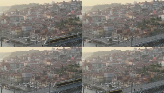 葡萄牙波尔图大桥上的火车高清在线视频素材下载