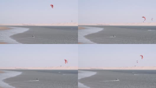 摩洛哥达赫拉的风筝冲浪活动高清在线视频素材下载