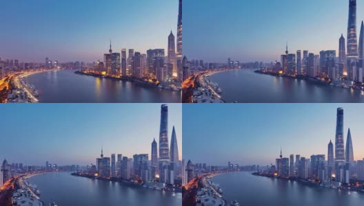 4K:从黎明到日出的上海天际线，中国高清在线视频素材下载