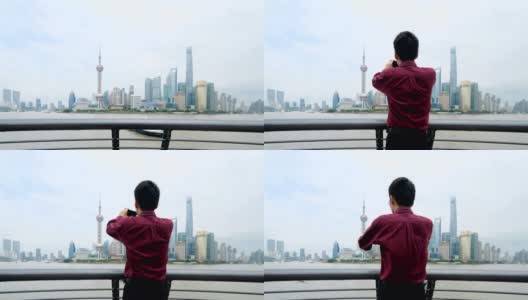 商人拍摄上海天际线高清在线视频素材下载