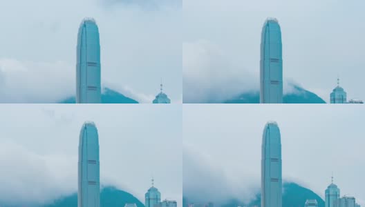 时光流逝在清晨的香港摩天大楼里——现代商务区城市高清在线视频素材下载
