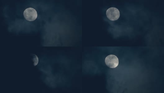 晚上月亮被云慢慢遮住了高清在线视频素材下载