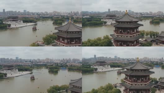 中国西安，唐天堂鸟瞰图。高清在线视频素材下载