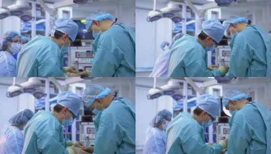 现代化的手术室设备。医疗队进行手术高清在线视频素材下载