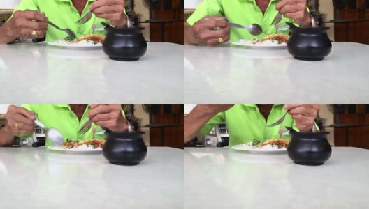 泰国老人在吃午餐高清在线视频素材下载