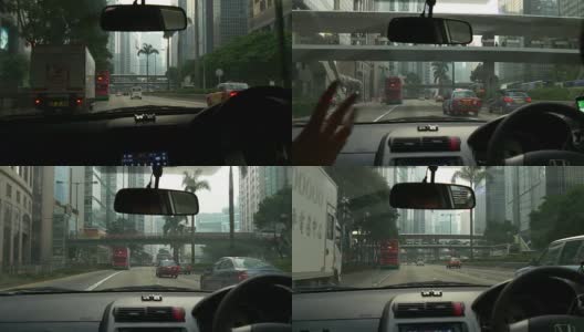 白天香港的士道路旅行车面板街道全景4k中国高清在线视频素材下载