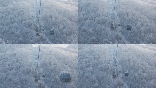从滑雪胜地索契的缆车铁路上观看高清在线视频素材下载