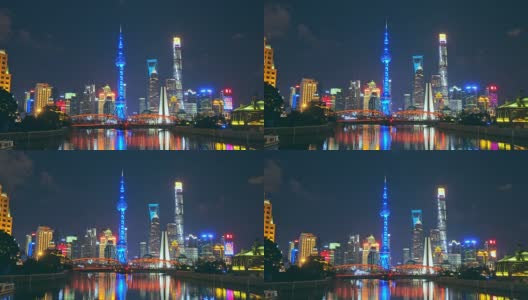 上海浦东之夜上海，浦东是中国最繁华的金融区，中国。高清在线视频素材下载