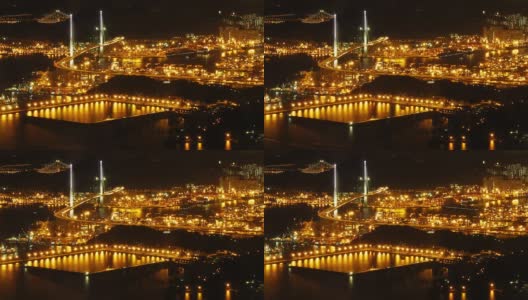 香港葵青货柜码头夜景高清在线视频素材下载