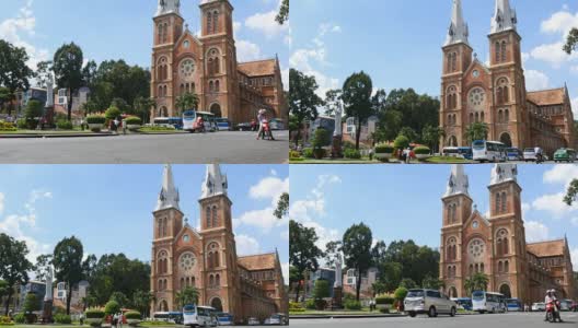 胡志明市/越南西贡-2015年11月：西贡圣母院大教堂高清在线视频素材下载