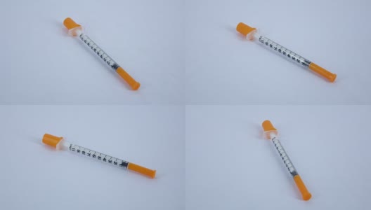 医用胰岛素注射器，白色，旋转高清在线视频素材下载