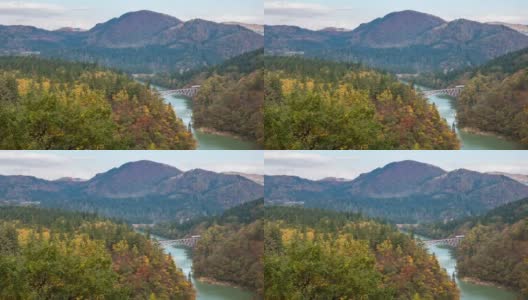 Time-lapse: Daiichi Kyouryou First Bridge view with Red Leave Landscape，三岛，福岛高清在线视频素材下载