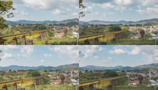 延时:黄桥秋叶景观，大和北达科他州，日本福岛高清在线视频素材下载
