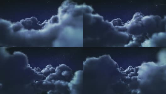 在夜晚穿越云层。Loopable。高清在线视频素材下载