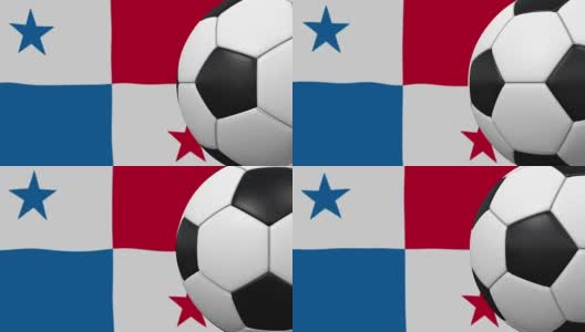 足球环与巴拿马国旗的背景高清在线视频素材下载