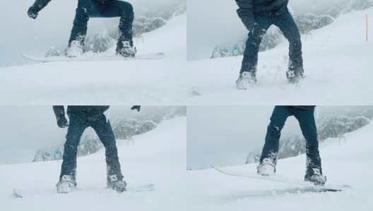 SLO MO滑雪板与他的板跳跃高清在线视频素材下载
