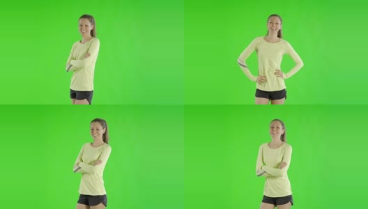 白种妇女绿屏切断体育锻炼适合健康高清在线视频素材下载
