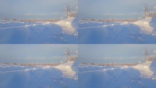 严冬的俄罗斯雪景，霜冻的日子高清在线视频素材下载