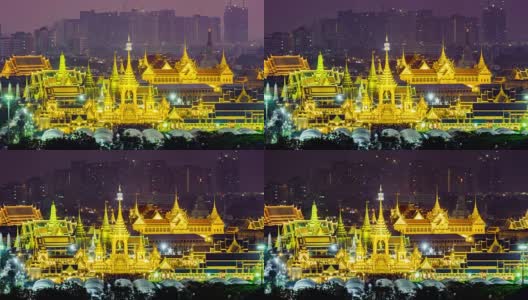 泰国曼谷曼谷，国王普密蓬·阿杜德的皇家火葬柴堆的延时视频高清在线视频素材下载