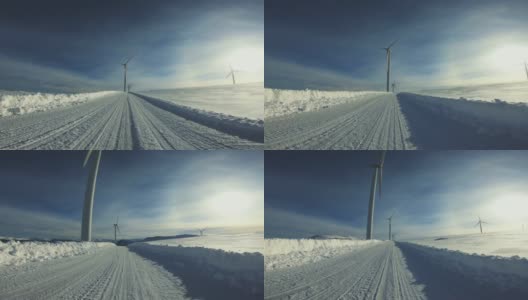 POV汽车在北极的冬季道路上行驶高清在线视频素材下载