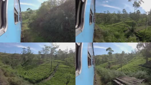 从斯里兰卡的蓝色火车上看到美丽的景色高清在线视频素材下载