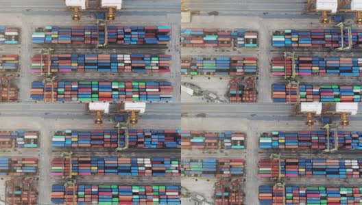 从无人机的角度看，国际航运码头与集装箱港是货物的进出口高清在线视频素材下载