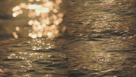 夕阳西下时，香港水面上的阳光反射。——特写镜头高清在线视频素材下载