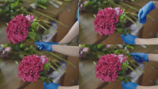 卖花的女人做一个华丽的花束高清在线视频素材下载