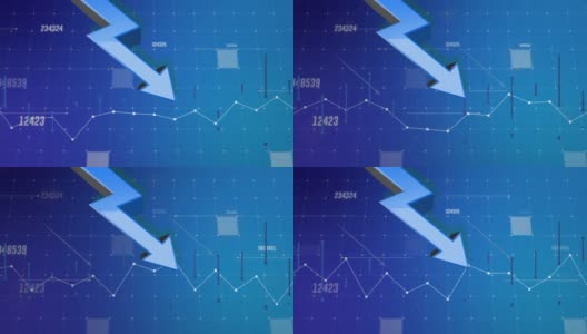 4K 3D箭头向下移动动画。财务图表。高清在线视频素材下载