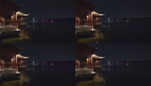 南京夜景时间著名的湖滨公园国家观景台全景4k中国高清在线视频素材下载