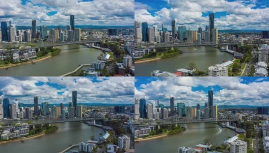 布里斯班，澳大利亚昆士兰州，高空飞行拍摄高清在线视频素材下载
