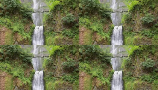 Multnomah瀑布，沿着历史悠久的河流公路的瀑布高清在线视频素材下载