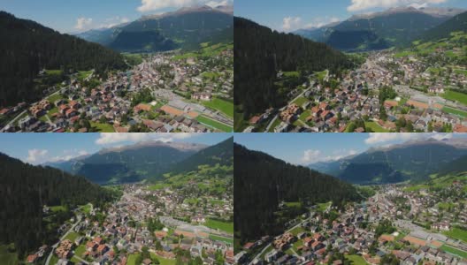俯瞰瑞士克洛斯特斯-塞内乌斯市高清在线视频素材下载