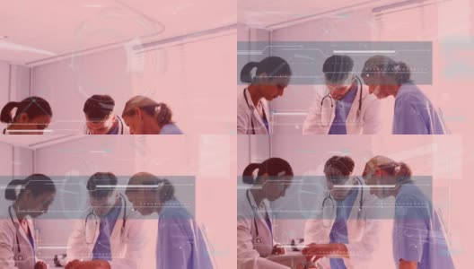 数字接口与数据处理对抗白人男性医生给病人戴氧气面罩高清在线视频素材下载
