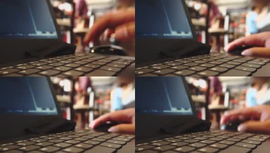 特写使用鼠标在笔记本电脑Windows高清在线视频素材下载