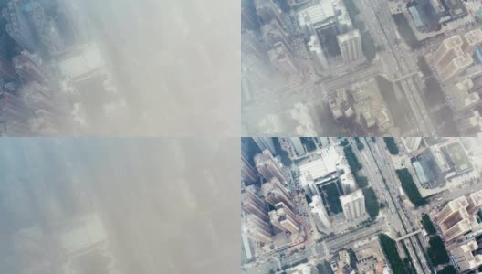 鸟瞰图的城市交通与云高清在线视频素材下载