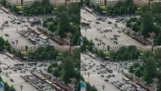 T/L PAN拍摄于城市街道十字路口/中国河北高清在线视频素材下载