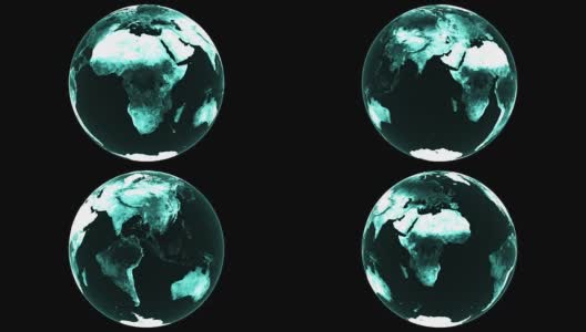 4K 3d渲染蓝色抽象地球三角形结构旋转。数字技术星球与大陆。运动图形和动画背景。高清在线视频素材下载